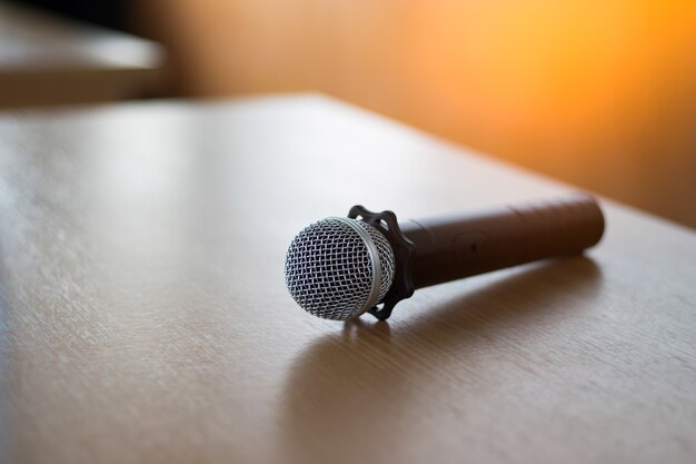 Closeup microphone in room.