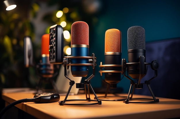 CloseUp of Microphones in a Cozy Modern Setup