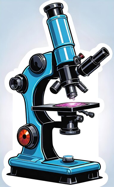 Photo closeup of a microscope in a laboratory with petri dishes and equipment medical and scientific