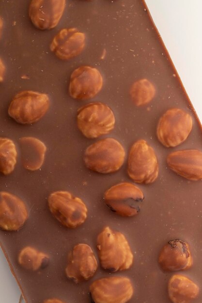 Closeup milk hazelnut chocolate