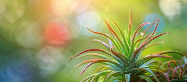 Photo closeup miniature air plant on blurred background