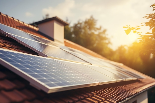 Closeup of a Modern Building with Solar Panels on Its Roof AI