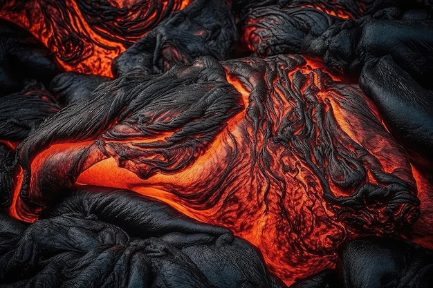 Closeup Of Molten Lava Hypnotic And Dangerous Generative AI