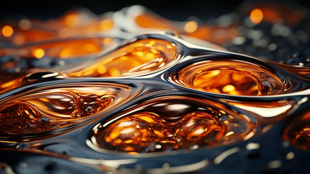 Closeup of molten liquid metal material