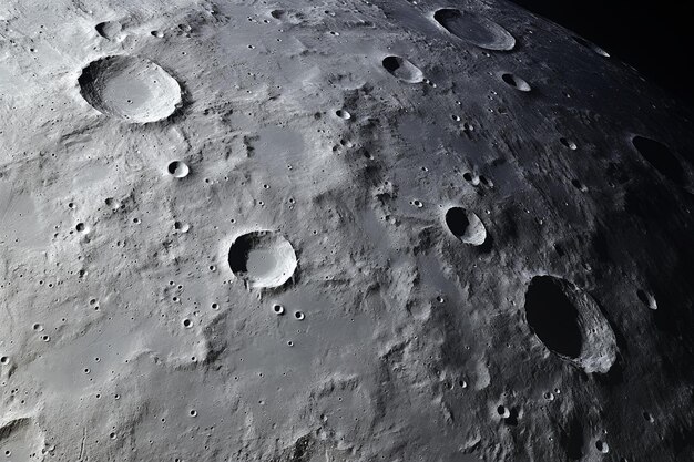 Closeup of the moons cratered surface