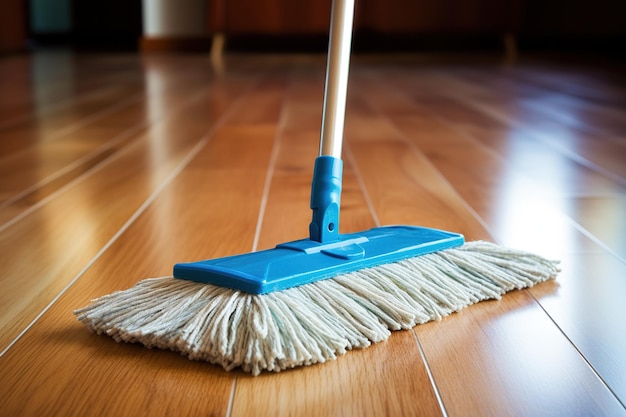 Photo closeup of a mop for washing the laminate floor