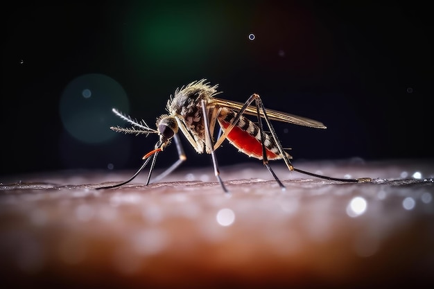 Closeup of a mosquito sucking blood