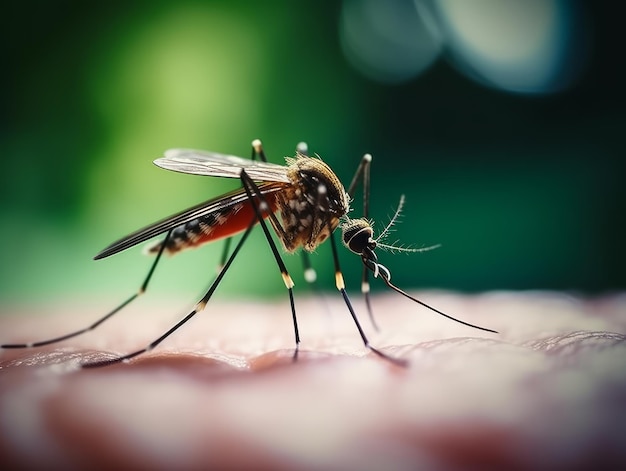 Closeup of a mosquito sucking blood