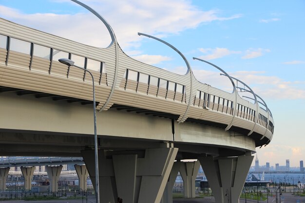 closeup of the motorway section against the sky