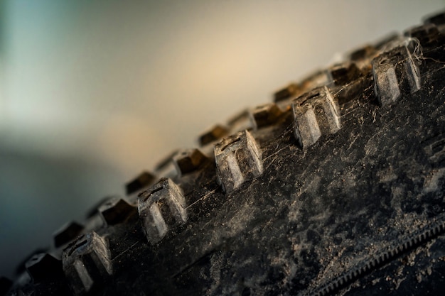 Closeup of Mountain Bike Tire. Parts of Bicycle