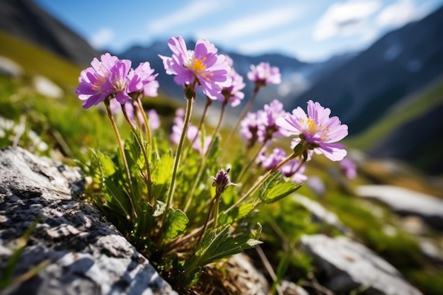 Foto close-up di fiori di montagna in fiore