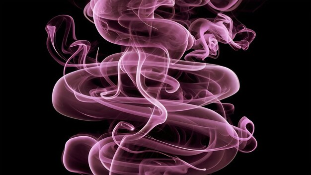 Closeup of movement of purple smoke on black background