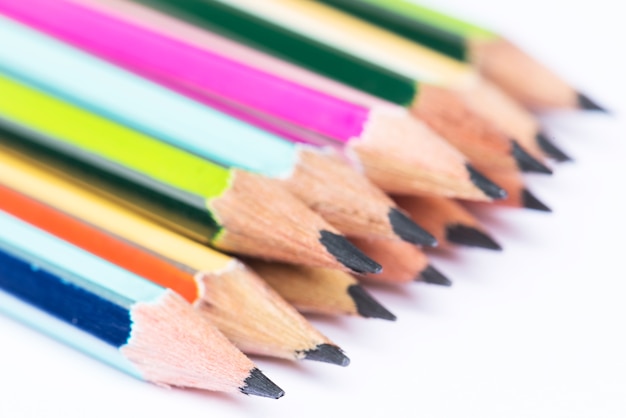 Closeup multicolor pencil