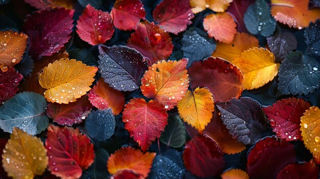 Photo closeup of multicolored autumn foliage