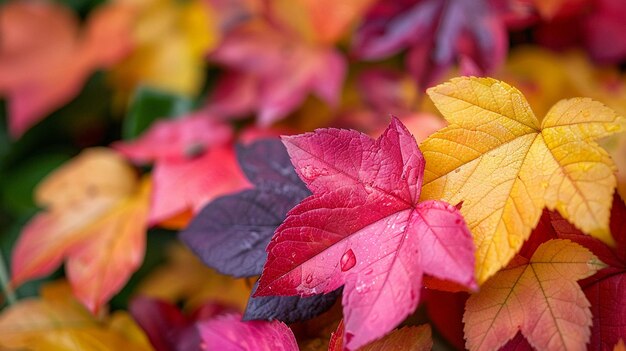 Photo closeup of multicolored autumn foliage