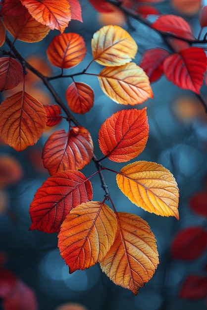 Photo closeup of multicolored autumn foliage