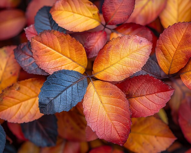 Closeup of multicolored autumn foliage