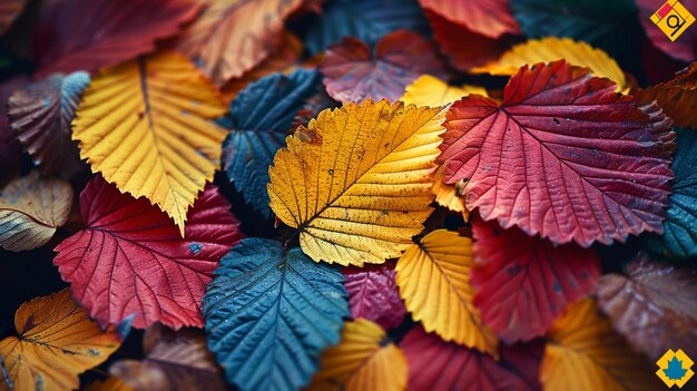 Closeup of multicolored autumn foliage