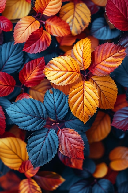 Closeup of multicolored autumn foliage