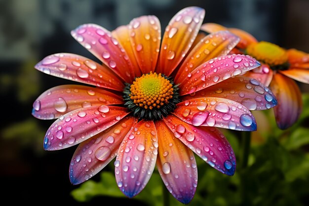 Photo closeup of multicolored daisy generative ai