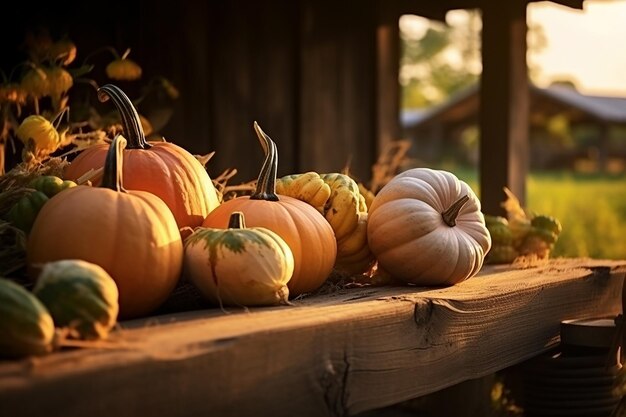 CloseUp of MultiColored Pumpkins of Different Sizes