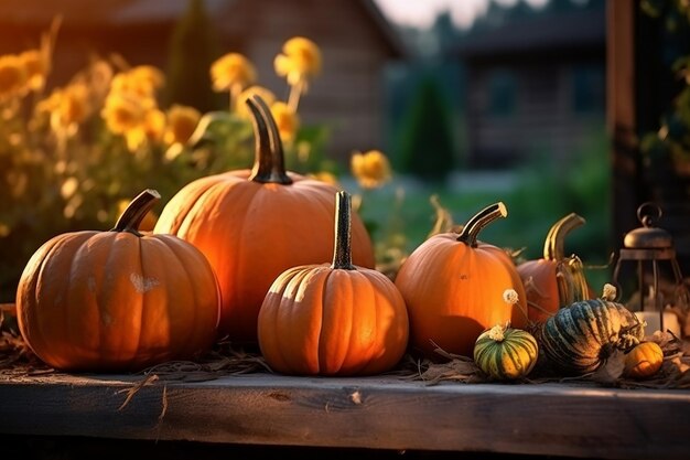 Closeup of Multicolored Pumpkins in Various Sizes