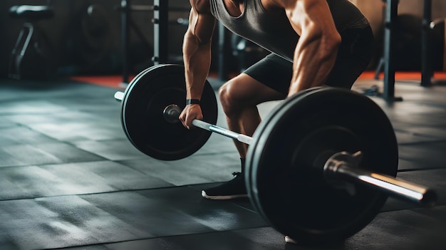 CloseUp of Muscle Building with Barbell