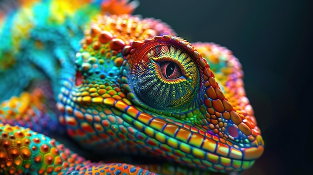 Photo closeup of a mysterious animal vibrant yet digital emerges from shadows