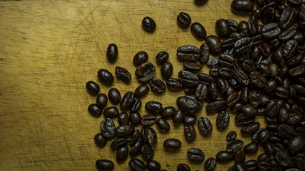 Closeup of natural coffee beans vintage mood