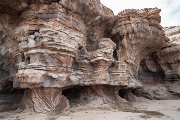 Closeup of natural rock formation with intricate details visible created with generative ai
