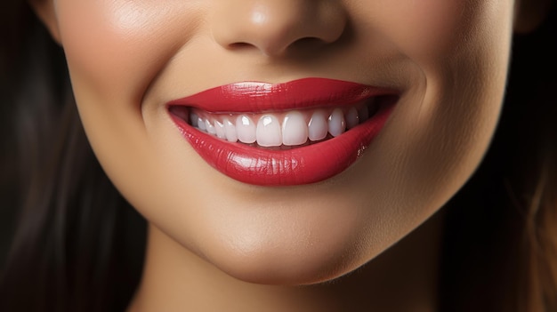 Closeup of a natural woman's smile showcasing teeth