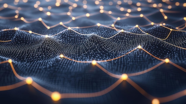 a closeup of a neural network model with interconnected nodes and layers visualized as a complex web of data representing the advanced machine learning algorithms driving modern ai