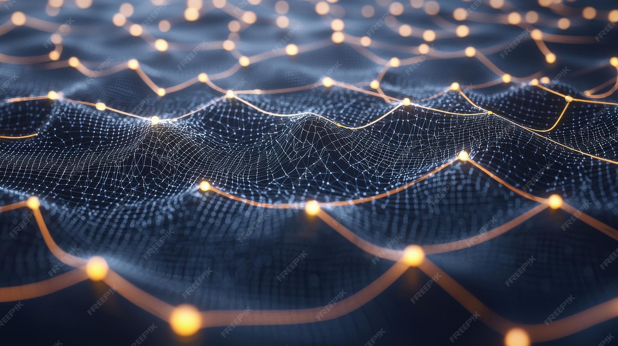 A closeup of a neural network model with interconnected nodes and ...