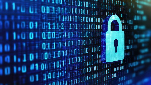 closeup of numbers and computer code with a digital lock icon online programming coding workshops web development