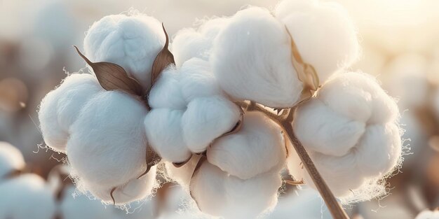 写真 細かい白い花と緑色の球を特徴とする花束の綿の植物のクローズアップ