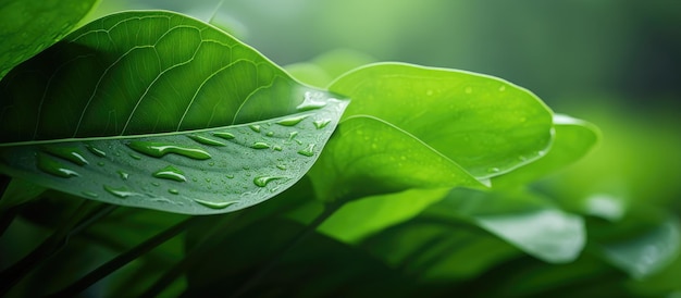Фото Близкий взгляд на пышный зеленый лист в саду