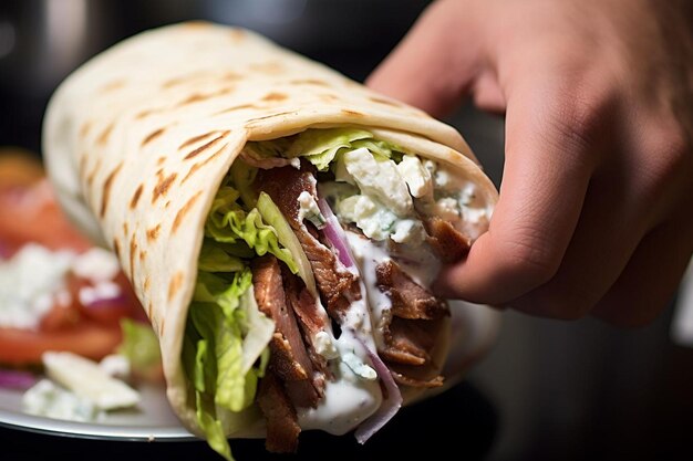 크로즈업_a_person_wrapping_a_Greek_gyro_wrap_in_a_79_block_0_0jpg