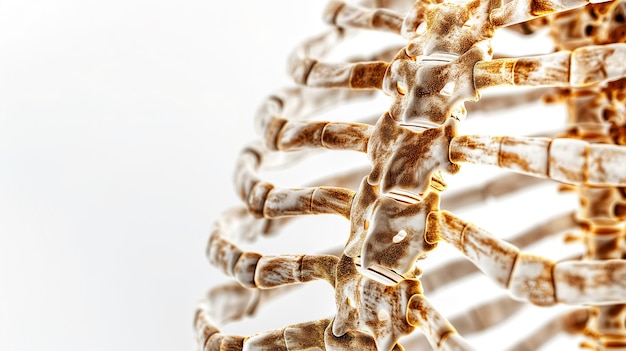 写真 脊椎の構造をクローズアップして細かく構造された脊椎を白いbに比べて示しています