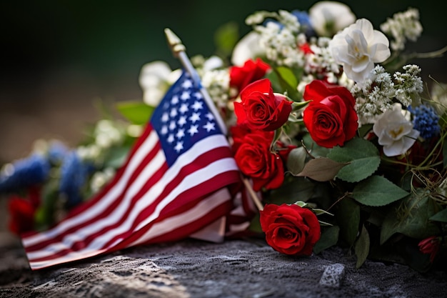 Фото Ближайший снимок американского флага в ряд день памяти, день независимости, день ветеранов
