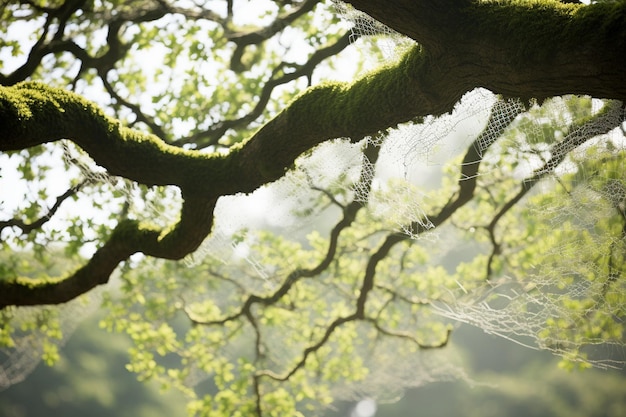 写真 新たな春の芽を持つオークの枝のクローズアップ