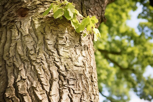 Фото closeup of an oak trees trunk with cracks