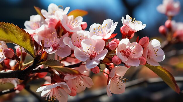 写真 春 の 公園 で く 桃 の 花 の クローズアップ