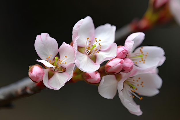 写真 生成 ai で作成された、ピンクの花びらが見える桜のつぼみのクローズ アップ