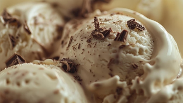 写真 チョコレートチップのホイップアイスクリームの快楽のクローズアップ