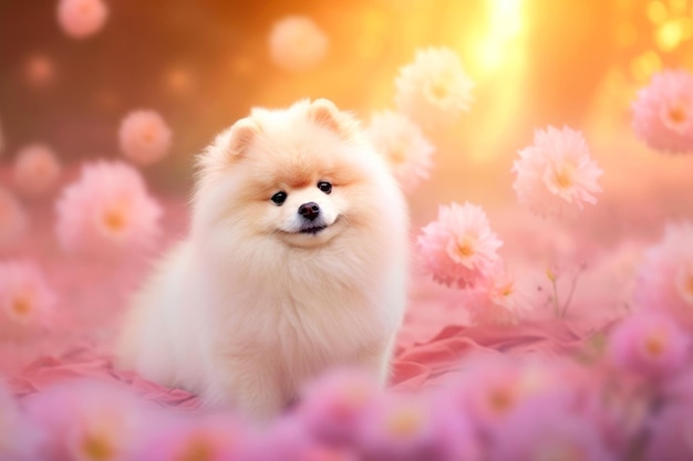 写真 美しいボケ背景の可愛い犬のクローズアップ ジェネレーティブaiイラスト