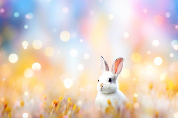 写真 美しいボケ背景の可愛いウサギのクローズアップ 生成人工知能