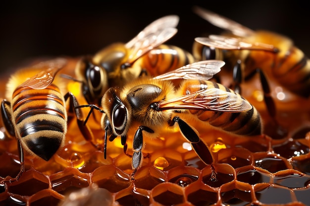 写真 忙しい ミツバチ と 密接 な 蜂巣