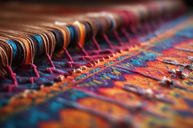 写真 生成 ai で作成された複雑なカーペット織りの詳細のクローズアップ