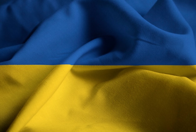 Фото Макрофотография флага флаг украины, украина флаг, дующий в ветру