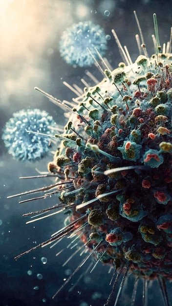 사진 공기 에 있는 바이러스 들 의 근접 사진